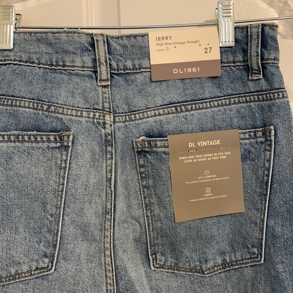 DL1961 Jerry High Rise Vintage Straight Blue Jeans - Picture 2 of 5